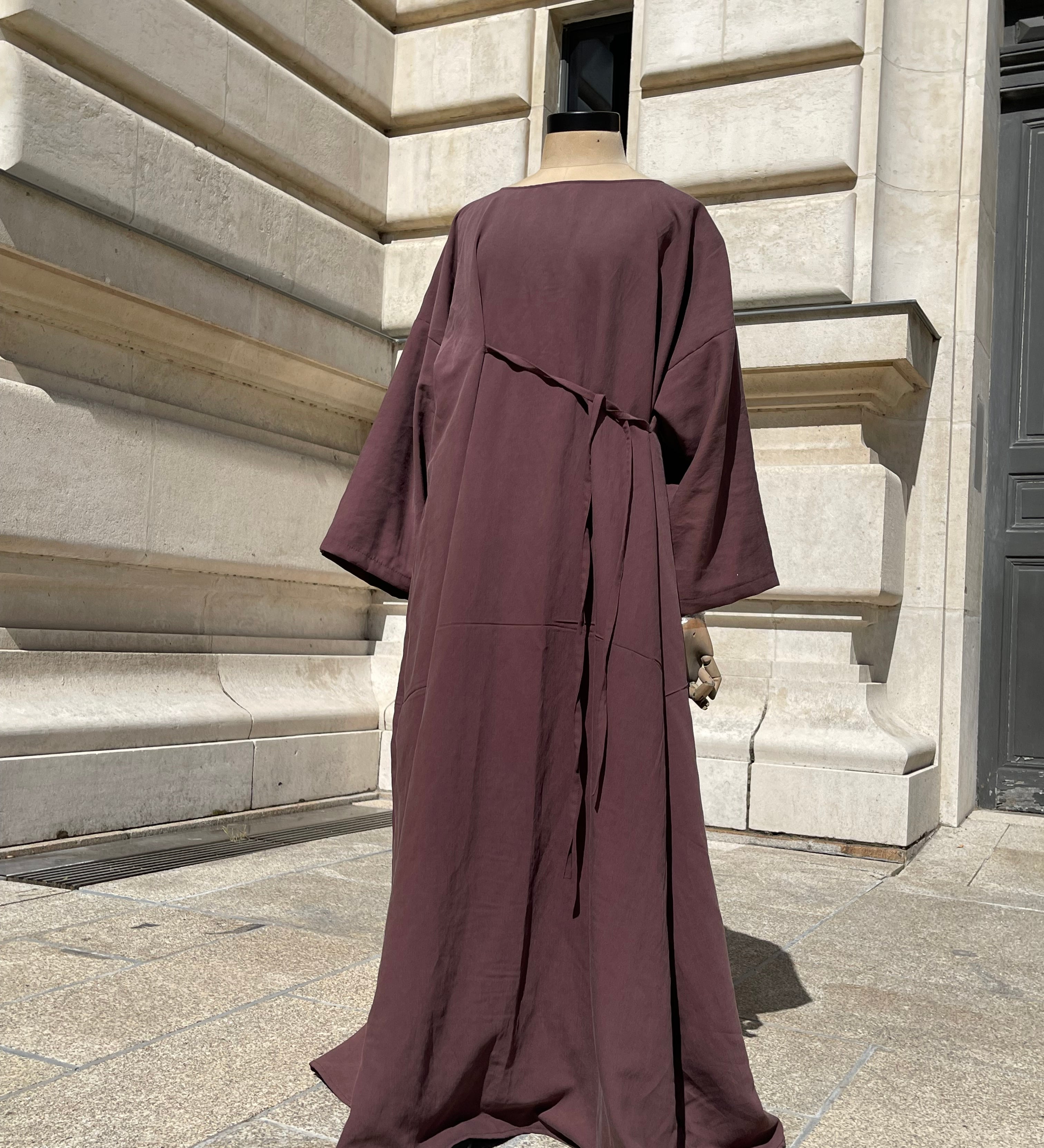 Abaya en viscose prune, MBASHOP